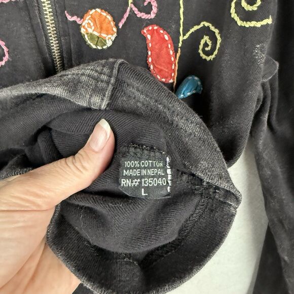 Y2K Rising International Hoodie Jacket Embroidered Boho Hippie Colorful Floral L - Picture 5 of 6